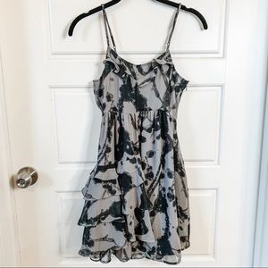 Kimchi Blue Gray Splatter Side Ruffle Dress